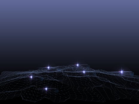Block chain network concept 3d technology, background made of circle lines and particles. 3D rendering. photo