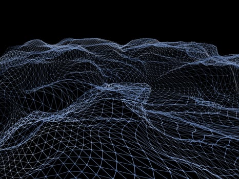Block chain network concept 3d technology, background made of circle lines and particles. 3D rendering. photo