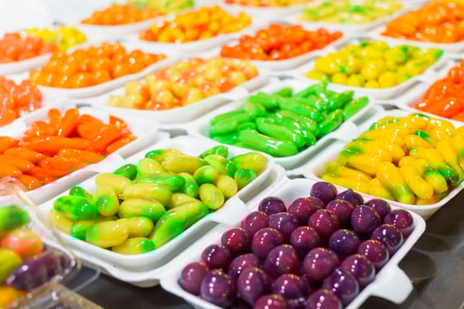 Luk Choob dessert, fruit shape, colorful and beautiful. Khanom Luk Choob photo