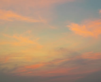 Colorful blue sky background with the orange cloud, sunset at twilight. Nature abstract concept. photo