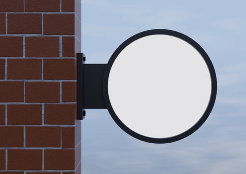Sign outside of a shop logo mockup isolated photo