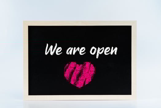 A we are open chalk board sign photo