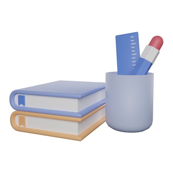 School supplies or study books 3d icon photo high quality