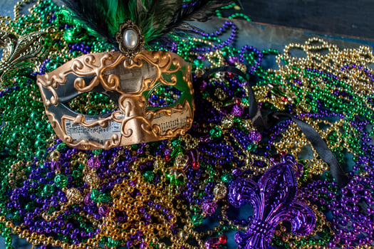 mardi gras mask and beads in green, gold, and purple crown, mardi gras, tuesday, mardi, purple, fat, nobod photo