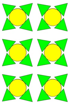 Geometry, triangular shape, circle, four petal flower photo