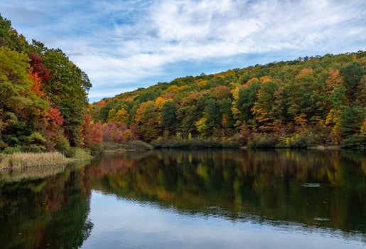 Coopers Rock Lake in the state park with autumn fall colors photo