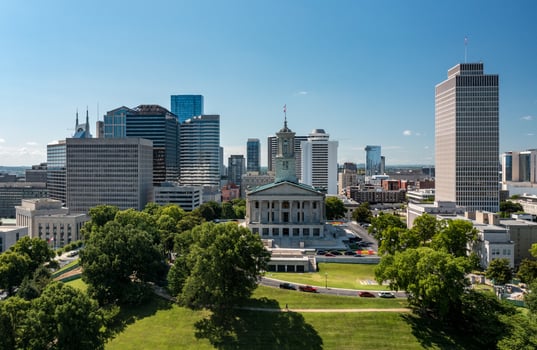 Aerial view of the State Capitol building in Nashville, Tennessee photo