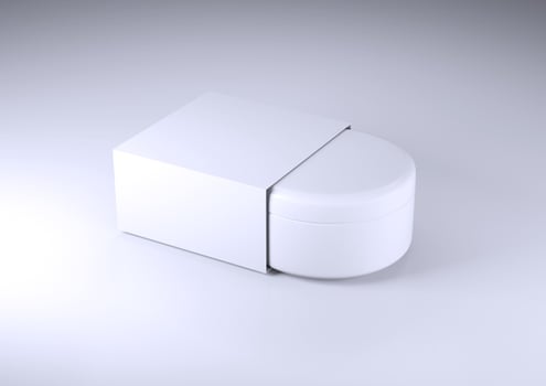 Jar of cream in a cardboard box 3d render photo