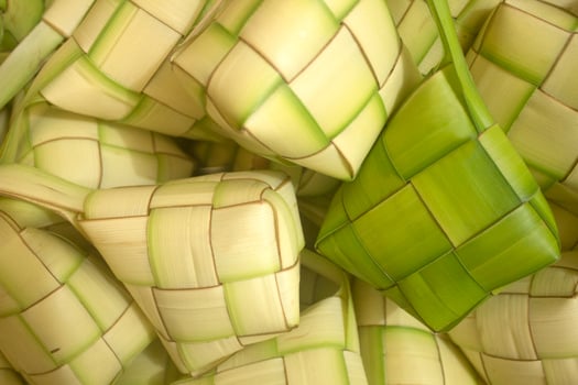 Ketupat or rice dumpling on ketupat another a background photo