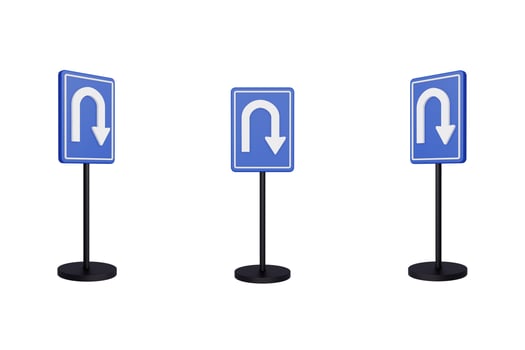 3d render illustration traffic signs of u turn sign photo