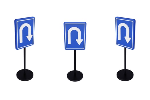 3d render illustration traffic signs of u turn sign photo