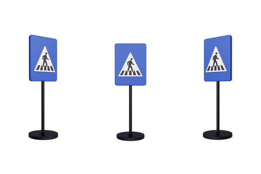 3d render illustration traffic signs of Crosswalk photo