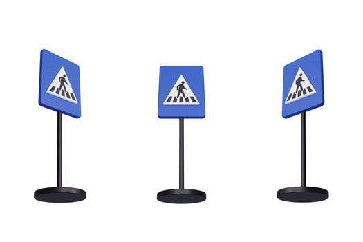 3d render illustration traffic signs of Crosswalk photo