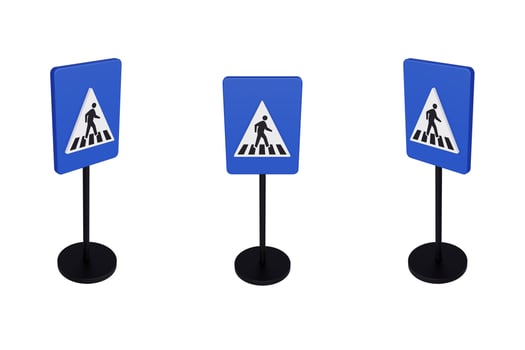 3d render illustration traffic signs of Crosswalk photo