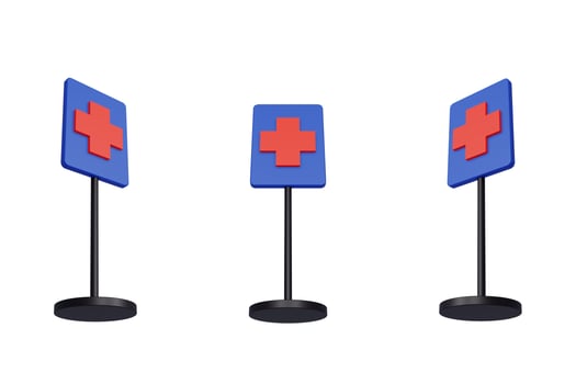 3d render illustration traffic signs of Clinic Community Health Centre Hospital photo