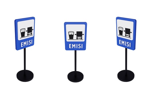 3d render illustration traffic signs of Emission service station photo