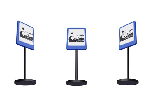 3d render illustration traffic signs of Tsunami evacuation route photo