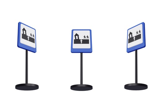 3d render illustration traffic signs of Earthquake evacuation route photo