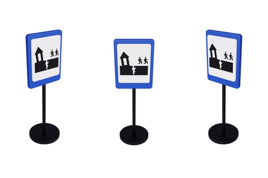 3d render illustration traffic signs of Earthquake evacuation route photo