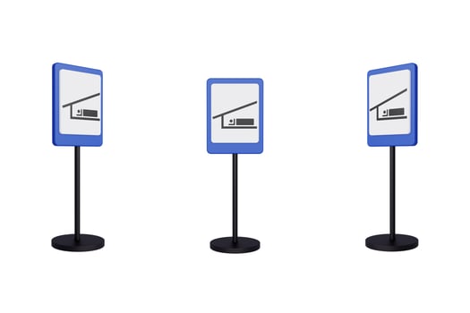 3d render illustration traffic signs of Refuge centre photo