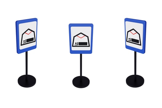 3d render illustration traffic signs of Refuge camp photo
