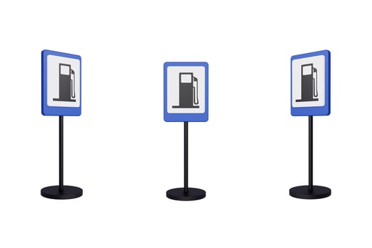 3d render illustration traffic signs of gas station photo