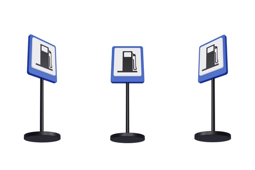 3d render illustration traffic signs of gas station photo