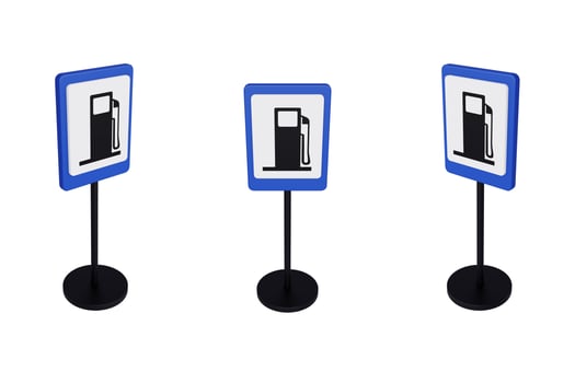 3d render illustration traffic signs of gas station photo