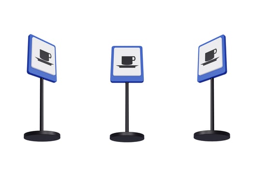 3d render illustration traffic signs of Cafe shop photo