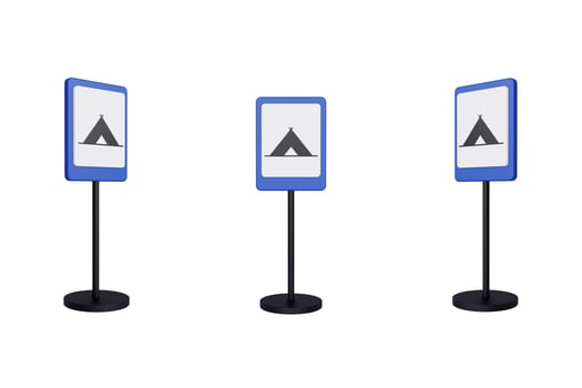 3d render illustration traffic signs of Tent camp photo