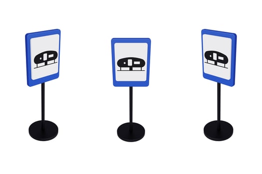 3d render illustration traffic signs of Caravan camp photo