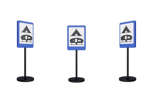 3d render illustration traffic signs of camp photo