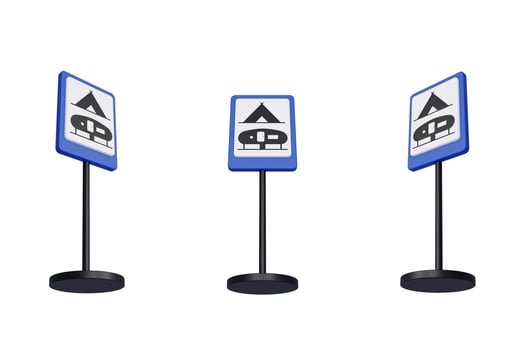 3d render illustration traffic signs of camp photo