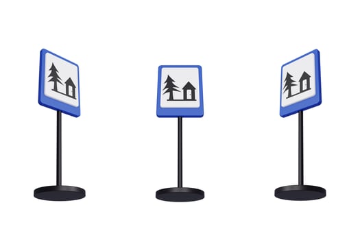 3d render illustration traffic signs of Villa photo