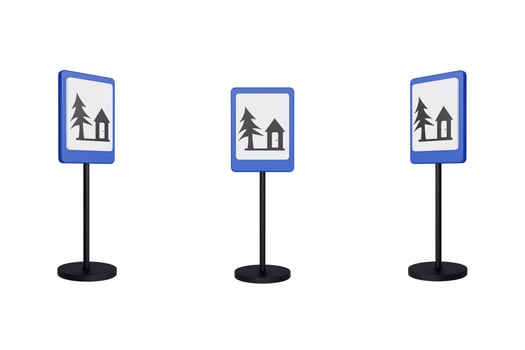 3d render illustration traffic signs of Villa photo
