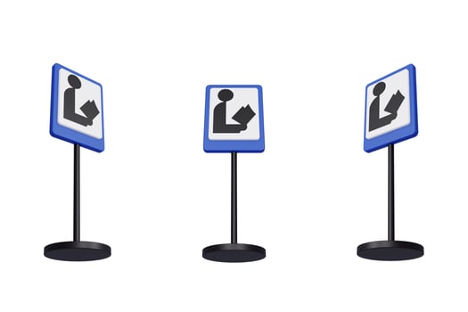 3d render illustration traffic signs of Library photo