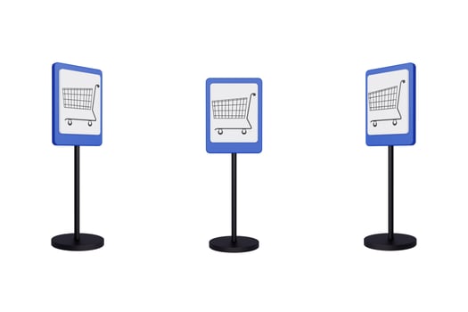 3d render illustration traffic signs of Supermarket photo