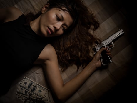 Young women who are stressed from using drugs photo