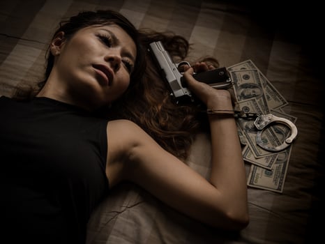 Young women who are stressed from using drugs photo