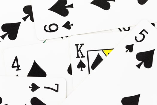 Cards on green casino table photo