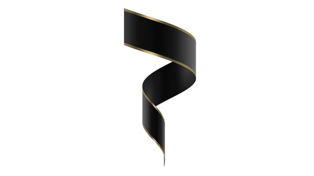 Curled golden silk ribbon with gold strips 3d illustration photo