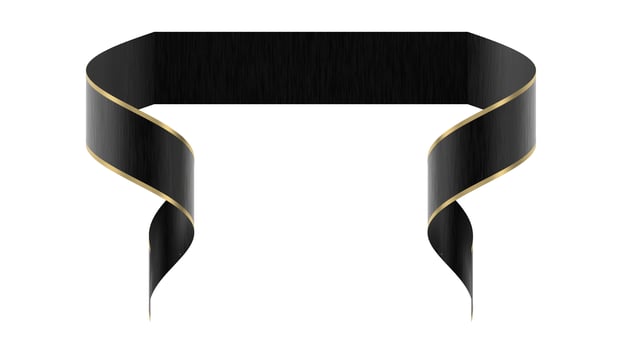 Curled golden silk ribbon with gold strips 3d illustration photo