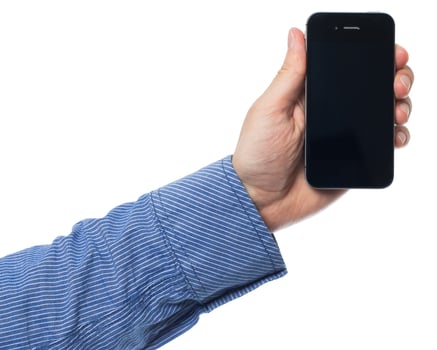 Male hand holding smartphone photo