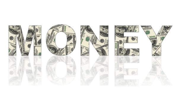 Word money made of dollars photo