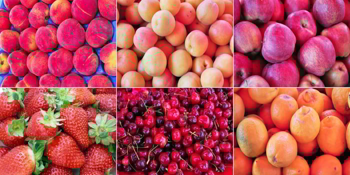 Collage of fruit useful as a background photo