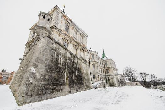 Beautiful Medieval Pidhirtsi Castle. Pidhirtsi village, Lviv Oblast, Ukraine, February 20, 2019 photo