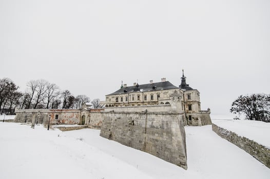 Beautiful Medieval Pidhirtsi Castle. Pidhirtsi village, Lviv Oblast, Ukraine, February 20, 2019 photo