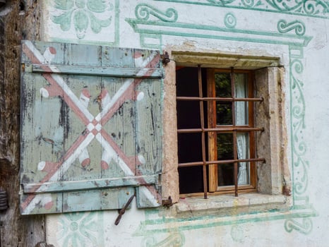 Closeup shot of an old wooden window photo