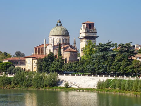 view of an italian city at an river photo