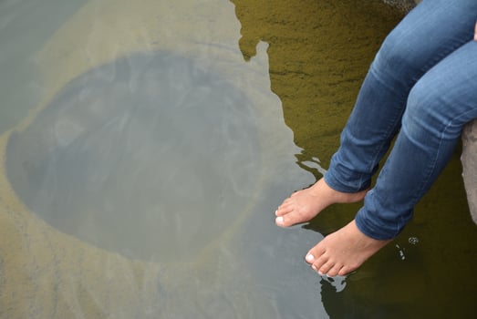 woman's legs drop in water photo